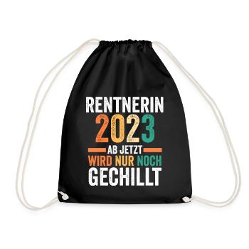 Rente 2023 Pension Pensionärin Ruhestand Rentnerin - Turnbeutel - Schwarz - Vorne