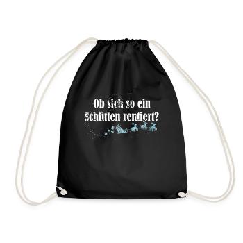 Weihnachtsmann Schlitten Rentiere Weihnachten Xmas - Turnbeutel - Schwarz - Vorne