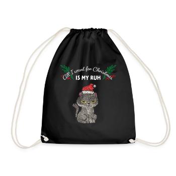 Katze Katzen Weihnachtsmuffel Anti Weihnachten - Turnbeutel - Schwarz - Vorne