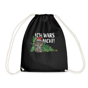 Katzen Christbaum Tannenbaum Anti Weihnachten - Turnbeutel - Schwarz - Vorne