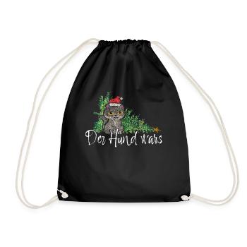 Weihnachtsmuffel Katzen Anti Christmas Xmas - Turnbeutel - Schwarz - Vorne