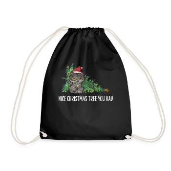 Cat Cats Christmas Tree Christmas Tree Tomcat - Drawstring Bag - black - Front