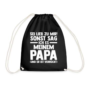 Papa Tochter Sohn - Turnbeutel - Schwarz - Vorne