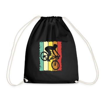 Fahrrad - retro vintage mountainbiker - Turnbeutel - Schwarz - Vorne