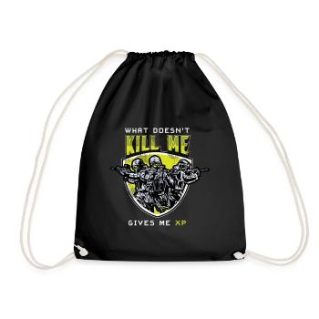 Gaming - what doesn't kill me gives me XP - Drawstring Bag - black - Front
