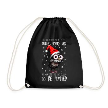 Hibou oiseau de Noël avec cadeau de chapeau de Noël - Sac de sport léger - noir - Devant