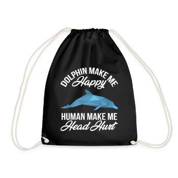 Dolphin Luck Whale Dolphins Underwater World Ocean - Drawstring Bag - black - Front
