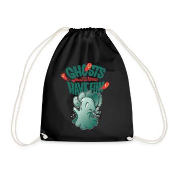 Ghost Just Wants to Have Fun Halloween Party Nightmare - Drawstring Bag - black - Front
