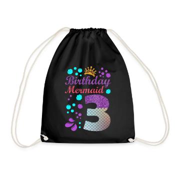 Birthday Mermaid 3 Shell Summer Vibe 3 - Drawstring Bag - black - Front