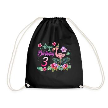 Aloha Birthday 3 Flamingo Bird 3rd Birthday - Drawstring Bag - black - Front