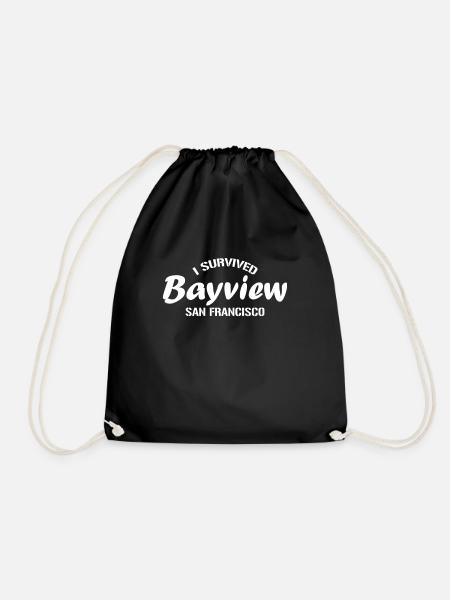 I survived Bayview San Francisco California - Drawstring Bag - black