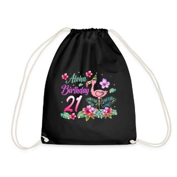 Aloha Anniversaire 21 Flamant rose Oiseau 21e anniversaire - Sac de sport léger - noir - Devant