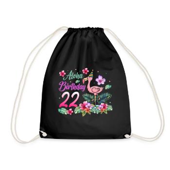 Aloha Birthday 2 Flamingo Bird 22nd Birthday - Drawstring Bag - black - Front