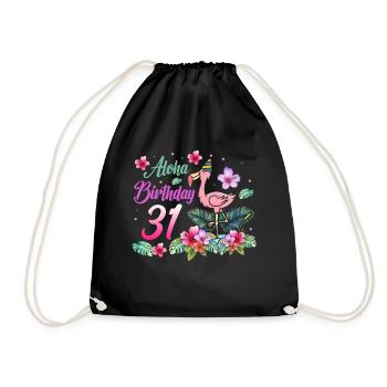 Aloha Birthday 31 Flamingo Bird 31st Birthday - Drawstring Bag - black - Front