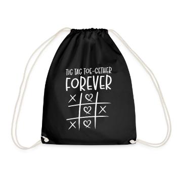 Valentines Kids Family Tic Tac Toe game - Drawstring Bag - black - Front