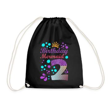 Birthday Mermaid 2 Shell Summer Vibe 2nd - Drawstring Bag - black - Front