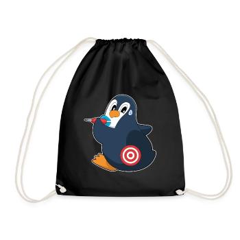 Pinguin Dart Dartpfeil Dartscheibe - Turnbeutel - Schwarz - Vorne