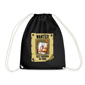 Wanted Poster Best Bourbon Drinking Quote Magic Br - Drawstring Bag - black - Front