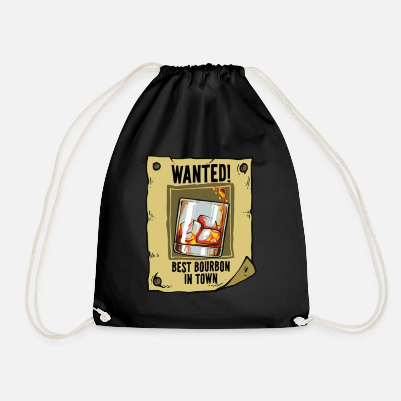 Wanted Poster Best Bourbon Drinking Quote Magic Br - Drawstring Bag - black