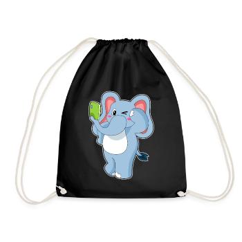 Elefant Smartphone - Turnbeutel - Schwarz - Vorne