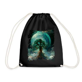World Tree Yggdrasil Tree of Life Digitales Malere - Turnbeutel - Schwarz - Vorne