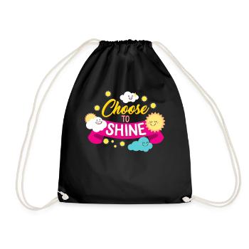 Positivity Shirt, Choose To Shine Clouds Sun Tee, - Turnbeutel - Schwarz - Vorne