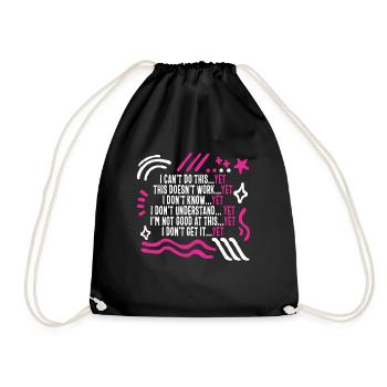 Positivity Shirt, Can't Do This Yet Tee, Youth - Drawstring Bag - black - Front