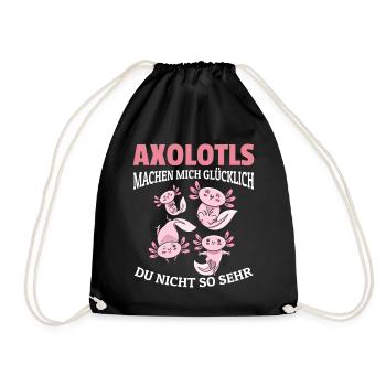 Axolotls machen mich glücklich - Querzahnmolch Ax - Turnbeutel - Schwarz - Vorne