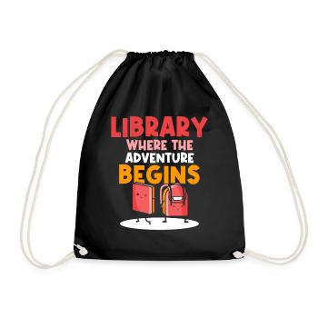 Bibliothek Wo Das Abenteuer Beginnt Bibliothekar - Turnbeutel - Schwarz - Vorne