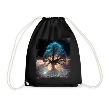 World Tree Yggdrasil Tree of Life Digitales Malere - Turnbeutel - Schwarz - Vorne