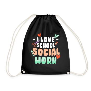 I love school social work school social workers - Drawstring Bag - black - Front