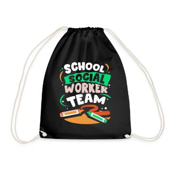 School Social Worker Team School Social Work School - Drawstring Bag - black - Front