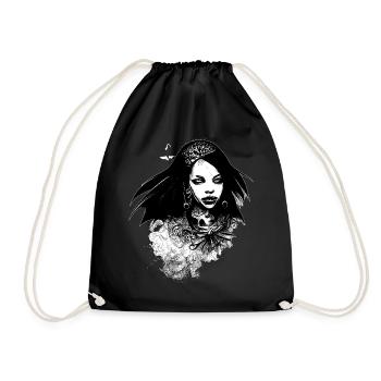 Vampire Witch Porträt okkult Goth Zeichnung - Turnbeutel - Schwarz - Vorne
