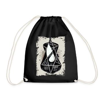 Abstrakte geometrische Hexen -Sandglas -Pendel okk - Turnbeutel - Schwarz - Vorne