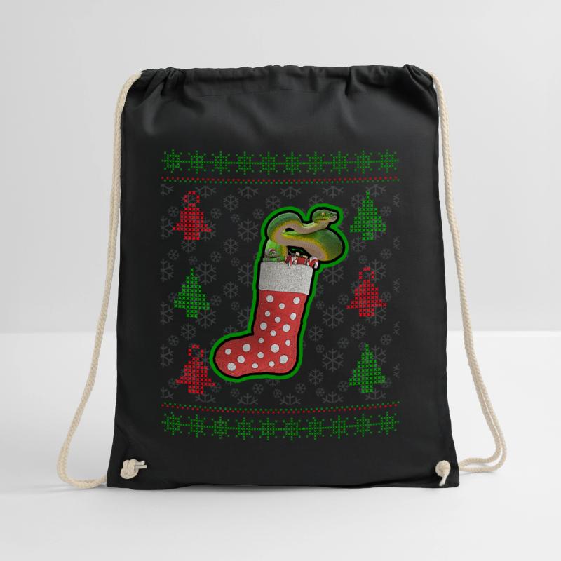 Green Tree Python Ugly Christmas Sweatshirt Style Drawstring Bag