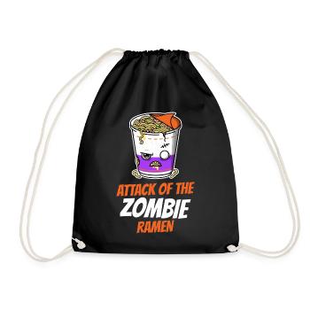 Funny Ramen Noodle Zombie From Hell Ramen Monster - Drawstring Bag - black - Front