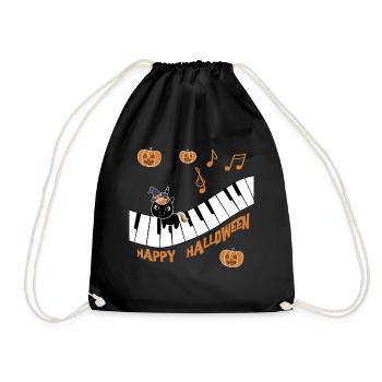 Black Unicorn wishes Happy Halloween - Drawstring Bag - black - Front