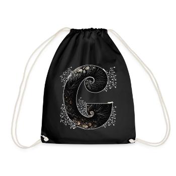G Monogramm Alphabet Schriftzug Hand gezeichnet Go - Turnbeutel - Schwarz - Vorne