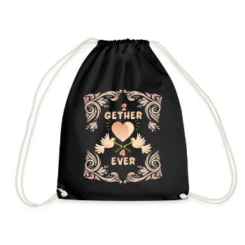Wedding Wedding, Love Love, Pigeons, Valentine's Day - Drawstring Bag - black - Front
