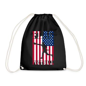 Flag Football Player American Flag - Drawstring Bag - black - Front