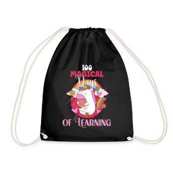 100 Magic Days 100th Day of School Unicorn - Drawstring Bag - black - Front