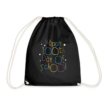 Happy 100th Day of School Students Teacher School - Drawstring Bag - black - Front