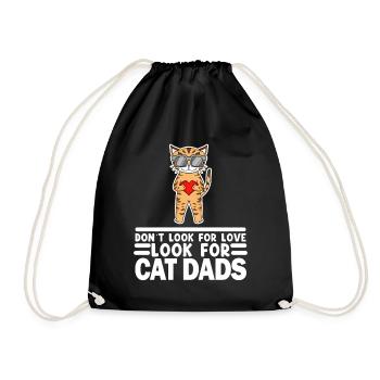 Cat Papa Father Cats Pet Owner Gift - Drawstring Bag - black - Front