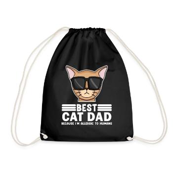 Cat Papa Father Cats Pet Owner Gift - Drawstring Bag - black - Front