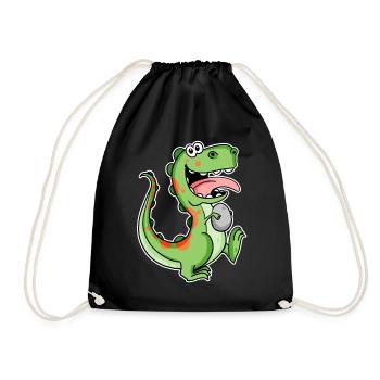 Dinosaur with Baby Dinosaur Egg - Drawstring Bag - black - Front