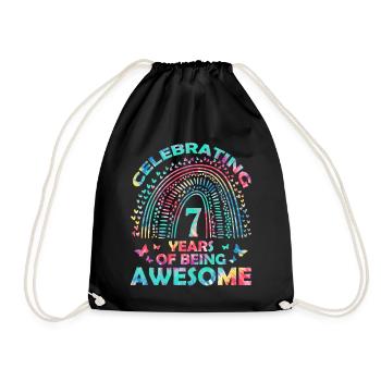 We celebrate 7 years "awesome" birthday - Drawstring Bag - black - Front