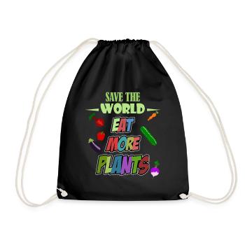 Sauvez le monde mangez plus de plantes! Végétalien - Sac de sport léger - noir - Devant