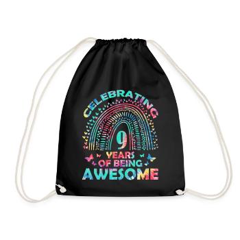 We celebrate 9 years "awesome" birthday - Drawstring Bag - black - Front