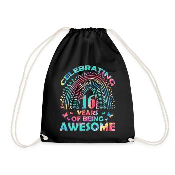 We celebrate 16 years "awesome Birthday Butterfly" - Drawstring Bag - black - Front