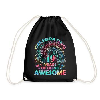 We celebrate 19 years of "awesome Birthday Butterfly" - Drawstring Bag - black - Front